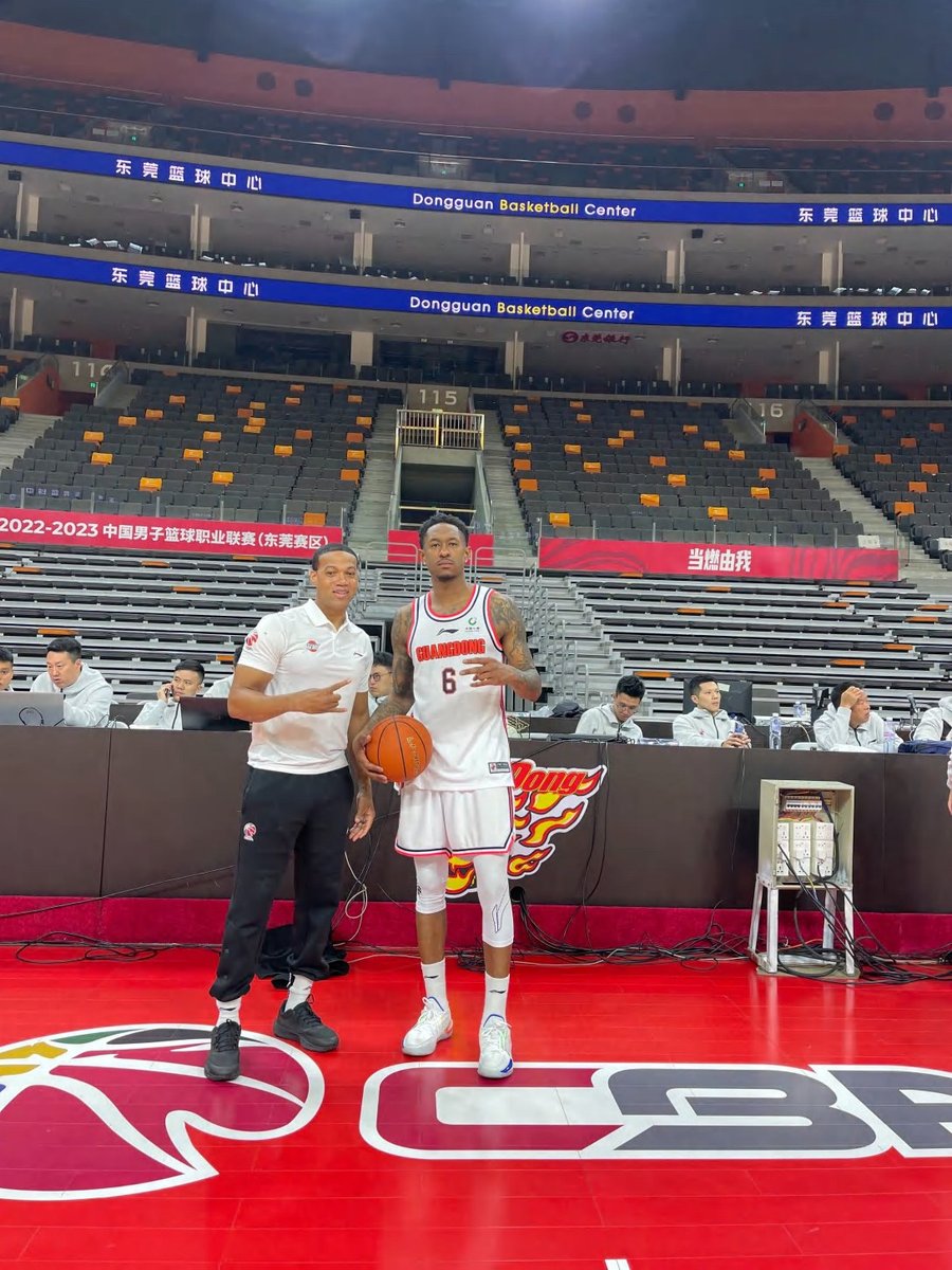 Coach Rickey courtside at the Dongguan Basketball Center